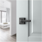 Baldwin Reserve PVFEDTSR152 Privacy Handleset Federal Lever and Traditional Square Rose Matte Antique Nickel Finish