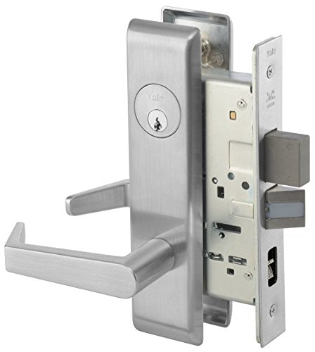 Yale - AUCN8847FL x 626 x LC 8847FL RH AUCN 626 LESS CY 8800 Mortise Lockset, Grade 1, Escutcheon Plate, Apartment with Deadbolt, RH Field Reversible, Cylinder Not Included, 626 Satin Chrome Finish