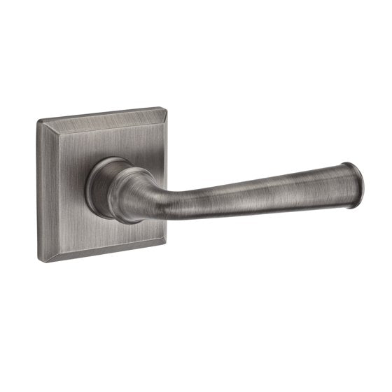Baldwin Reserve PVFEDTSR152 Privacy Handleset Federal Lever and Traditional Square Rose Matte Antique Nickel Finish