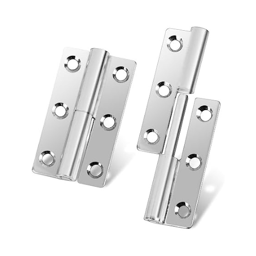 2Pcs 2.5Inch Lift Off Hinge, Left Handed & Right Handed Slip Joint Flag Hinges Stainless Steel Detachable Lift Off Hinges, Small Lift-Off Hinge Removable Door Hinges