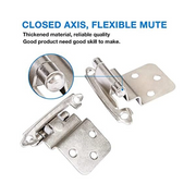 30 Pack Brushed Nickel Cabinet Hinges Satin Nickel 3/8 Inch Overlay Cabinet Hinges Semi-Concealed Face Mount Self Closing Cabinet Hinges Slow Close Kitchen Cabinet Hinges for Cabinets Doors Hardware